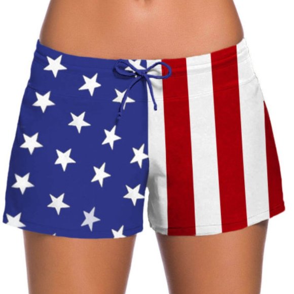 New Women’s Patriotic American Flag Swim Board Shorts Small Medium Large XL 3XL - Picture 8 of 8